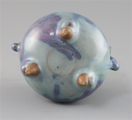 A Chinese Jun type tripod censer, Song dynasty or later, H. 11cm